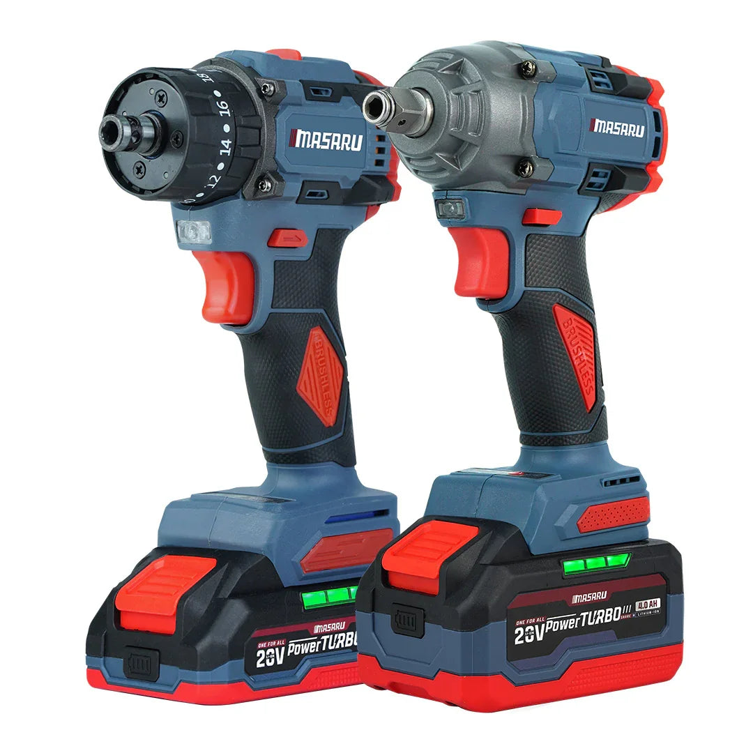 ชุดคู่หูสว่านไขควงกระแทกและบล็อกกระแทกไร้สาย MASARU รุ่น SCDI-105 และ SCDW-130