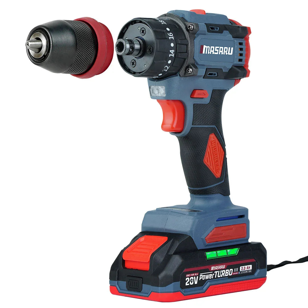 สว่านไขควงกระแทกไร้สาย Masaru รุ่น SCDI-105 มอเตอร์บรัชเลส 20V พร้อมแบตเตอรี่
