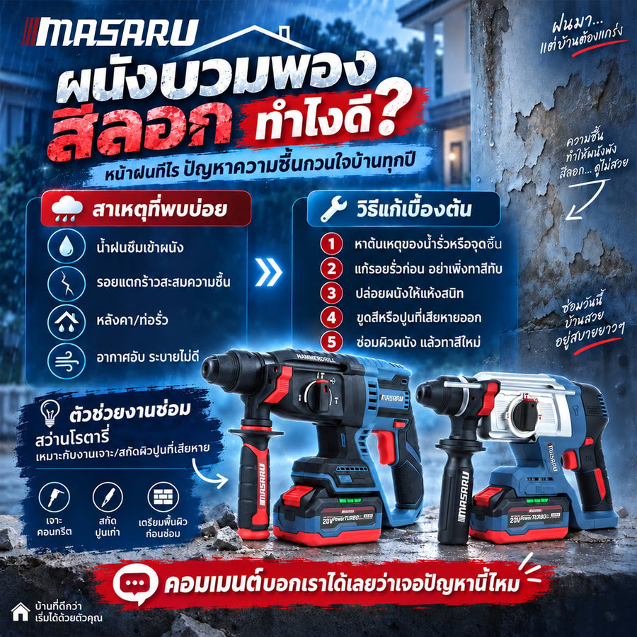 ผนังบวมพอง สีลอกทำไงดี? วิธีซ่อมผนังชื้นให้หายขาด