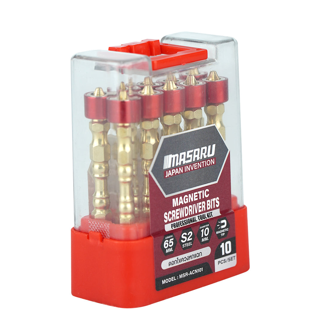 ชุดดอกไขควงปอกแม่เหล็ก ขนาด65mm 10 ชิ้น (MAGNETIC SCREWDRIVER BITS) MSR-AN101