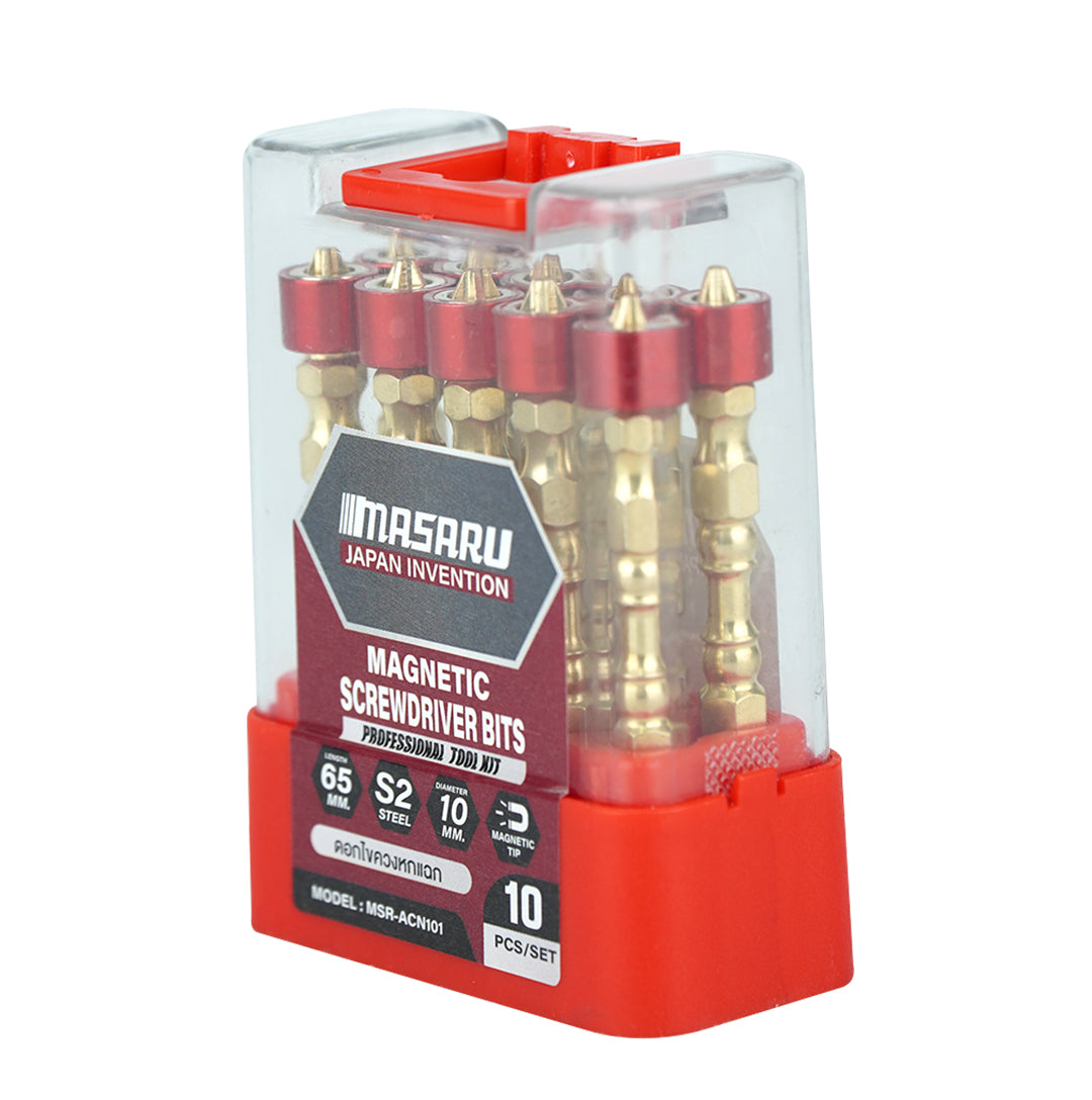 ชุดดอกไขควงปอกแม่เหล็ก ขนาด65mm 10 ชิ้น (MAGNETIC SCREWDRIVER BITS) MSR-AN101