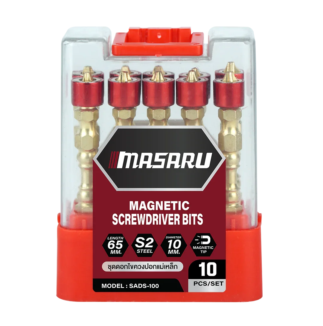 ชุดดอกไขควงปอกแม่เหล็ก ขนาด65mm 10 ชิ้น (MAGNETIC SCREWDRIVER BITS)  SADS-100