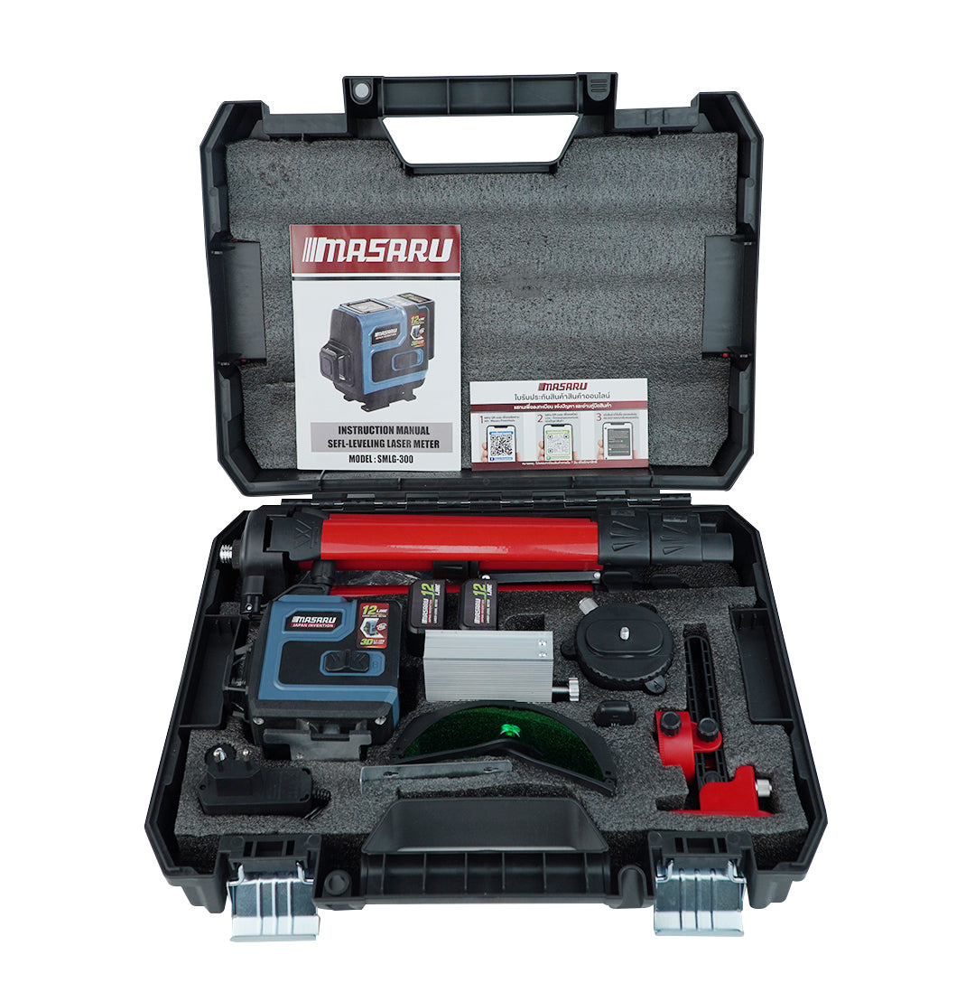 เครื่องวัดระดับเลเซอร์แบบแสงสีเขียว 12 เส้น (LASER LEVEL METER) SMLG-300