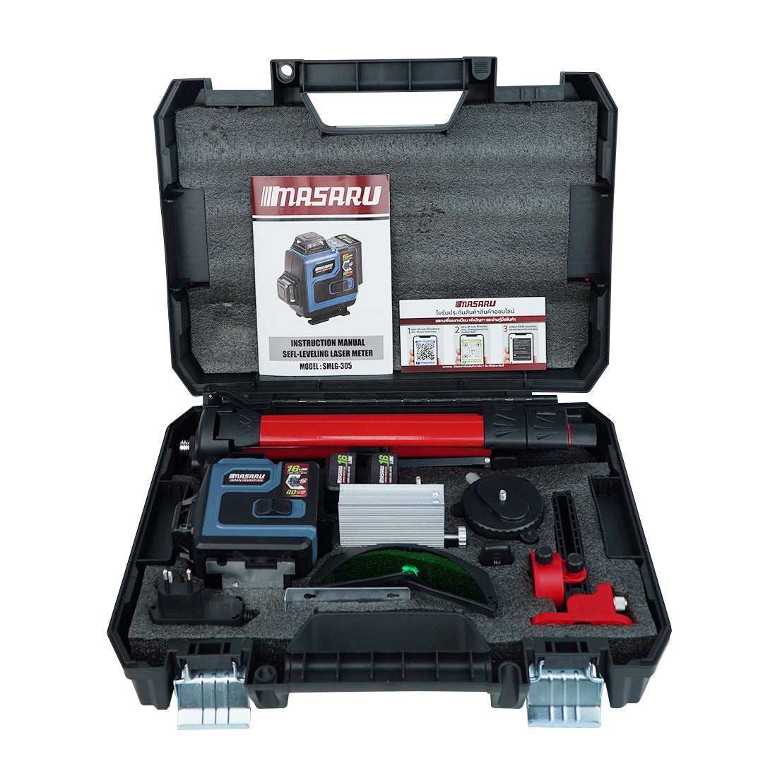 เครื่องวัดระดับเลเซอร์แบบแสงสีเขียว 16 เส้น (LASER LEVEL METER) SMLG-305