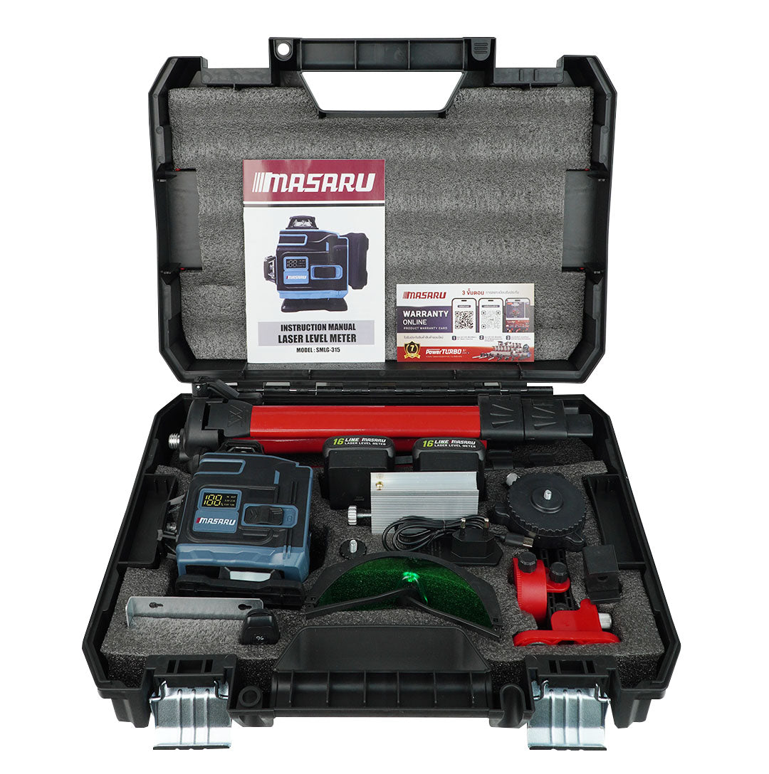 เครื่องวัดระดับเลเซอร์แบบแสงสีเขียว 16 เส้น (LASER LEVEL METER) SMLG-315